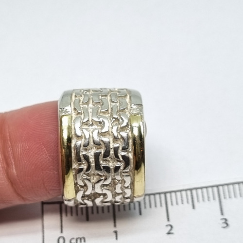Imagen 5 de 7 de Anillo Plata Y Oro Ancho