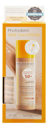 Protetor Solar com Cor FPS 50+ sem Perfume Muito Claro Bioderma Photoderm Nude Touch Caixa 40ml