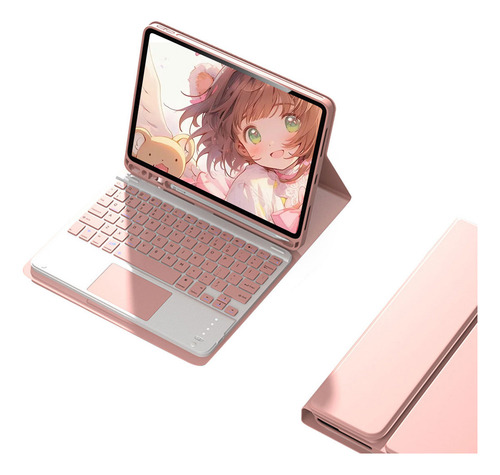 Splplus Para iPad 5/6/air1/2 Teclado Touch + Capa Protetora Cor Rosa + Teclado Touchpad