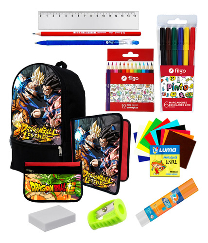 Super Set Mochila + Utiles De Dragon Ball C57