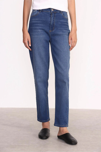 Jean Mom Mujer Basic Blue Yagmour Azul Acero Jean 28