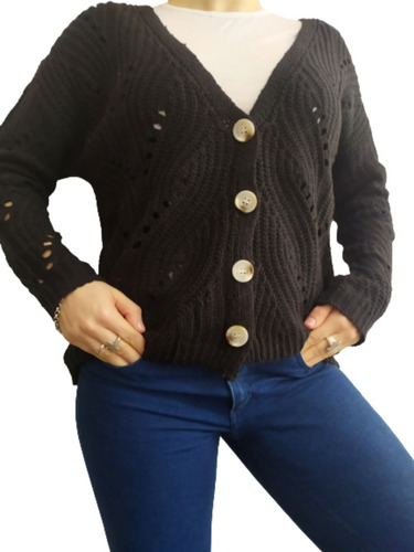 Cardigan Saco Tejido Calado Importado