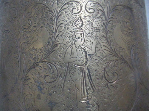 Antiguo Porta Macetas Bronce Hindú Personajes Danzando 22cm (Usado)