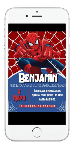 Invitación Cumpleaños Tarjeta Digital Spiderman Hombre Araña