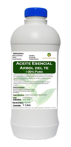 Aceite Esencial De Árbol De Té 100% Natural Y Puro 1 Litro