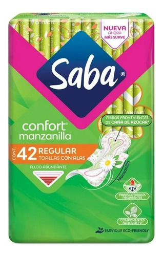 Toallas Femeninas Saba Confort Manzanilla Regular Con Alas F
