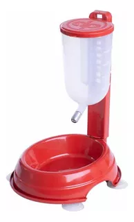 Comedouro Bebedouro Duplo Lambe Binga Automático Para Cães Cor Vermelho