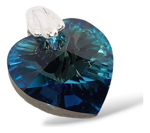 Dije Cristal Corazon 10mm Plata 925 Colores Vrs Encontralos Bermuda Blue