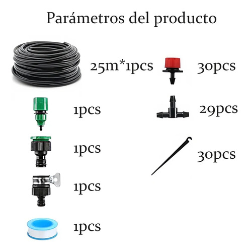 Kit Riego Aspersores 94 Pzs Y Tubería 25m Conexión Rápida