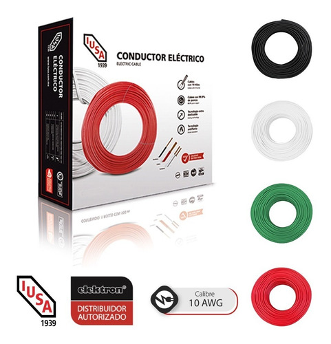 Caja 100 Mts Cable Iusa Blanco Thw Cal 10 Awg 100%cobre