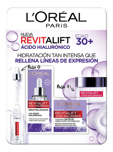 Kit Cuidado Facial Con Ácido Hialurónico Loréal Revitalift