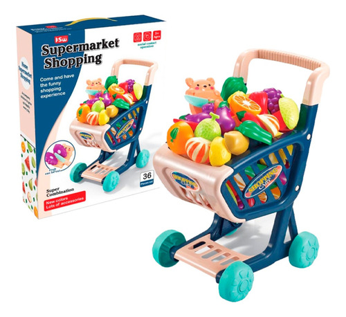 Juego Carrito De Compras Supermercado Con Accesorios 36 Pcs