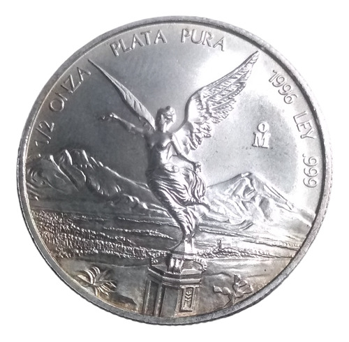 Moneda Media Onza Libertad Plata Año 1996 1er Año Acuñacion
