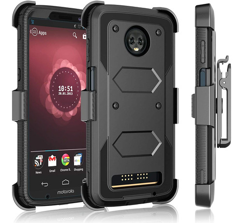 Funda Con Clip Para Motorola Moto Z3 Play Negro