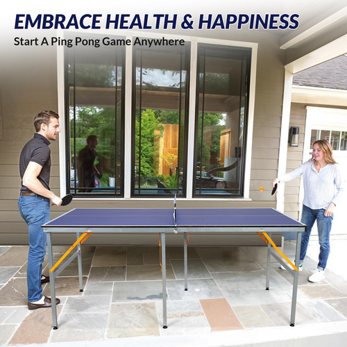 Mesa De Tenis De Mesa Portátil Plegable Para Interiores Y Ex Azul