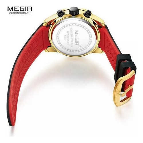 Reloj Deportivo De Cuarzo Con Calendario De Silicona Megir 2 Negro Dorado Azul Oscuro