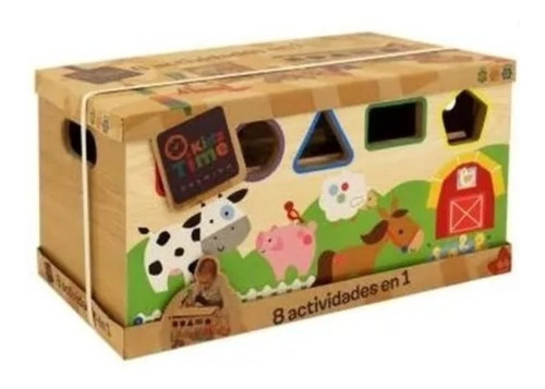 Cubo De Actividades De Madera Kidz Time 8 En 1 Premium