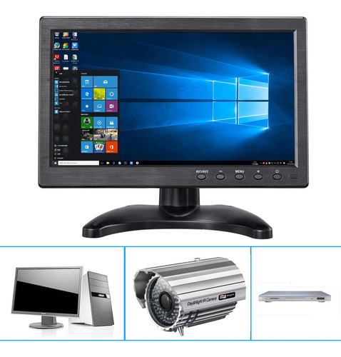 Kalesmart Monitor De Computadora Pequeño De 10.1 Pulgadas . Color Negro
