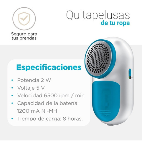 Imagen 7 de 8 de Saca Pelusa Removedor De Mano Electrico Smart Tek Gp1214