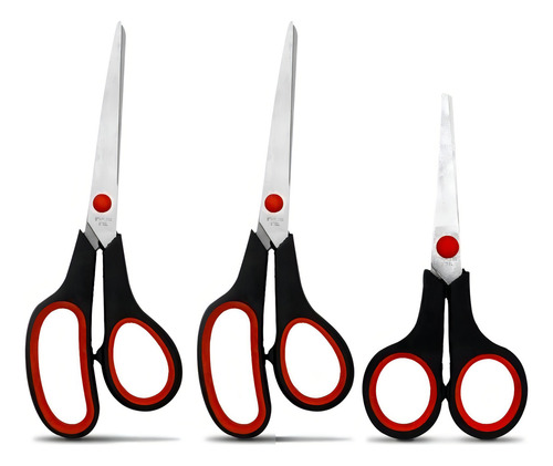 Kit 3 Tesoura Multiuso Aço Inoxidável Artesanato Escolar