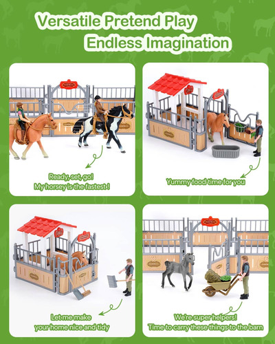 Juego De Establo Para Caballos De Juguete Con 3 Caballos Y 2 Color