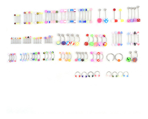 Piercing Jewelry, Juego De 110 Anillos Para Lengua, Nariz Y