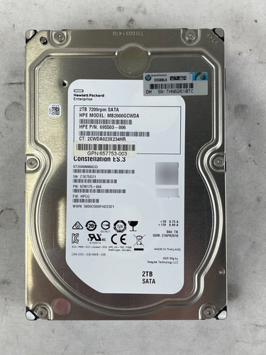 Disco Duro Hpe 2tb 3,5  Sata Iii 6 Gb/s 7,2 K Mb2000gcwda