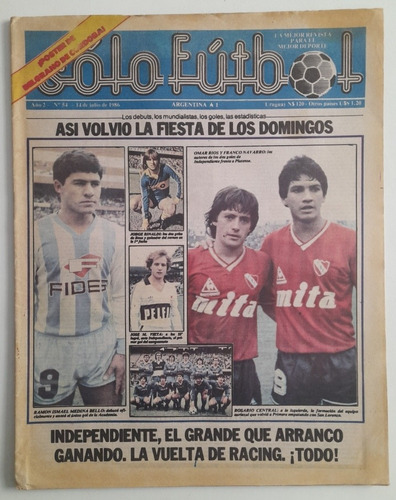 Revista Solo Futbol 54 - Poster Belgrano Figus Mexico 86 Fs