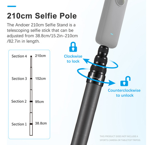 Soporte Para Bastones Para Selfies, Telescópico Y Portátil,
