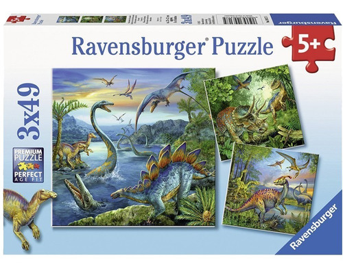Imagen 1 de 6 de Rompecabezas Ravensburger 3x49 Pzas Dinosaurios