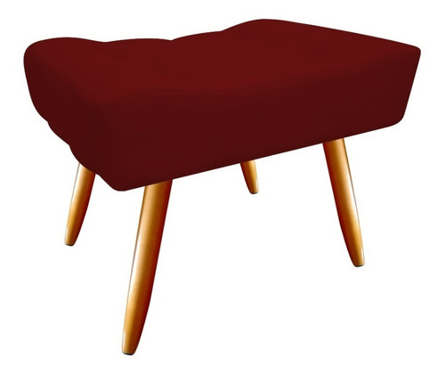 Puff Decorativo Retangular Nina Suede Preto Cor Marsala