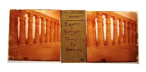 Antigua Foto Estéreo Placa Vidrio 1897 Egipto Karnak F13