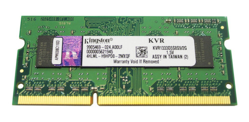 Memoria Kingston Kvr1333d3s8s9/2g 2gb Pc3 10-600 Cl9 204-pin