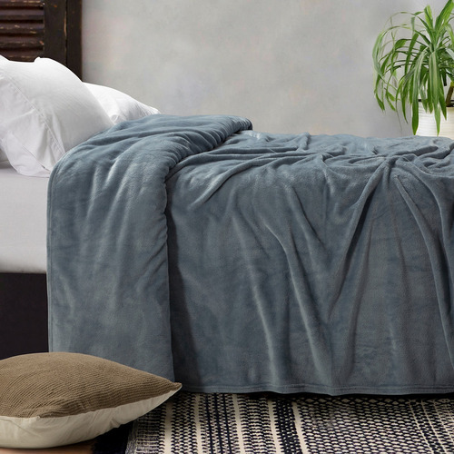 Frazada King Size Flannel Premium Tacto Súper Suave Degas Dénim Liso