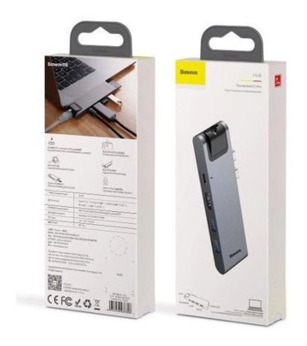 Imagem 3 de 9 de Hub Baseus Macbook Mac Book Thunderbolt Usb-c Hdmi Vga Rj45