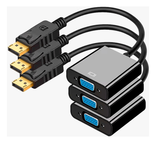 Adaptador Displayport Dp (macho) A Vga (hembra) X 3 Unidades