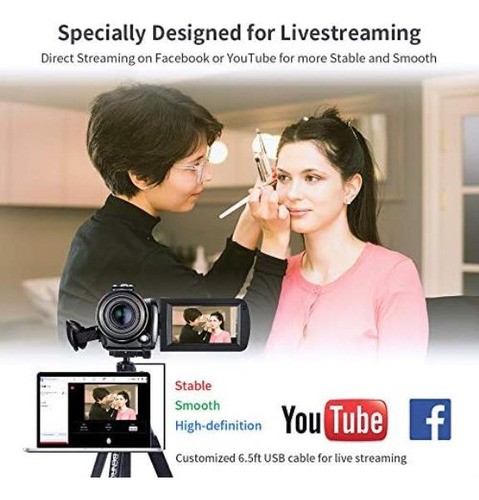 Ordro Cámara De Vídeo 4k Videocámara De Transmisión En Vivo