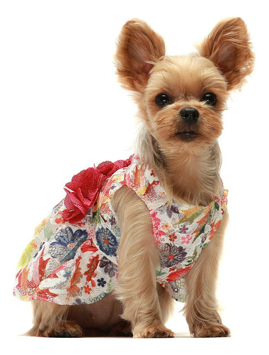 Fitwarm Vestido De Perro Con Flores Para Ropa De Mascotas, F