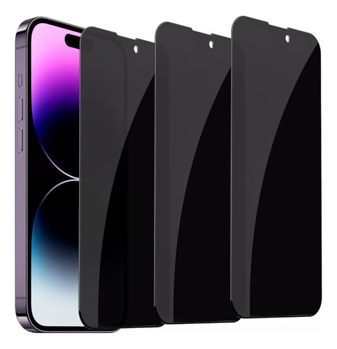 3 Pzs Mica Privacidad Cristal Templado Iphone 14 Pro Max