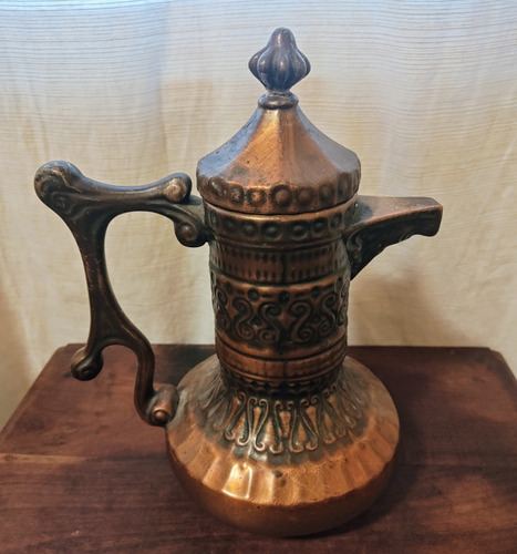 Antigua Jarra De Te O Café De Cerámica Cobreada (Usado)