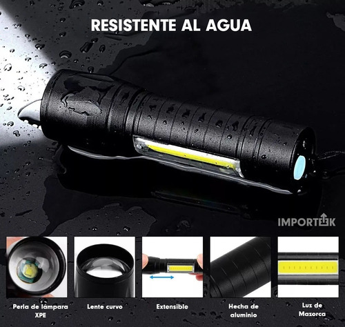20pz Lampara Tactica Militar Recargable Usb Led Linterna