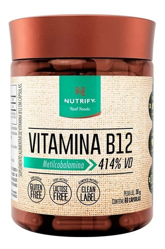 Vitamina B12 Metilcobalamina 414% 60caps Nutrify Original Nf