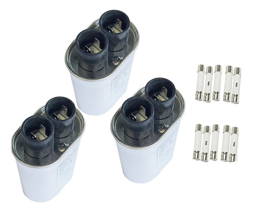 Kit Reparo 3 Capacitor 0,80uf 2100v + 10 Fusivel 20a 6x30mm