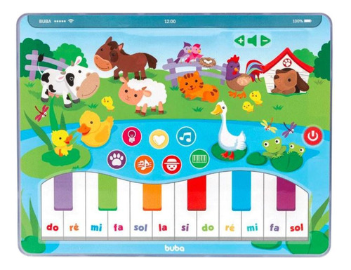 Tableta de juguete para niño y niña, sonidos, luces, piano, Buba