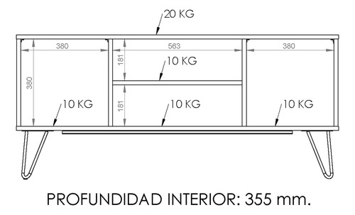 Mueble De Tv Rack Para Tv Led Tele Televisor Hasta 60'' Con 2 Puertas 2 Estantes Mdf 140cm Color Atakama Negro Industrial Patas De Hierro Dielfe Re141 Atakama