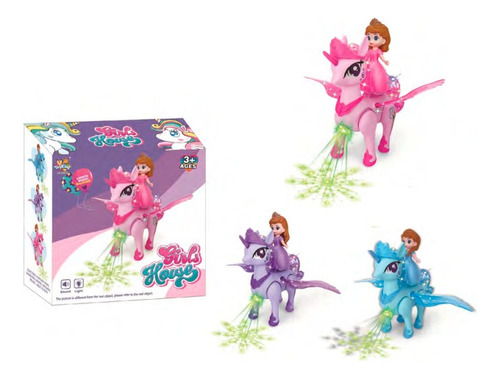 Brinquedo Boneca Unicórnio Pônei Infantil Anda Sozinho C/luz