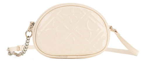 Bolsa Crossbody Cloe Para Mujer Chica Material Charol Color Beige