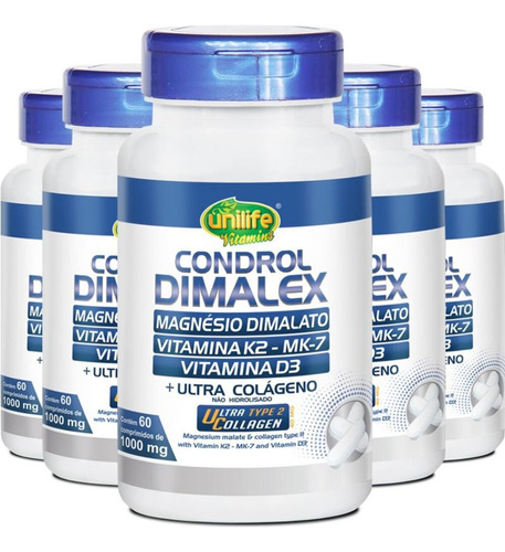 Kit 5 Condrol Dimalex 1000mg Unilife 60 Comprimidos