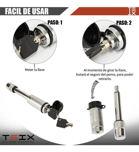 Imagen 5 de 8 de Candado Perno Para Tiron Remolque Universal Teix