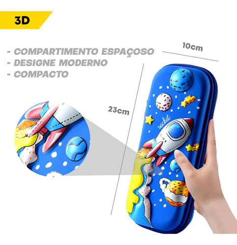 Estuche para lápices Lapis 3D para dibujar dibujos animados de gatos, unicornios, unicornios, color azul
